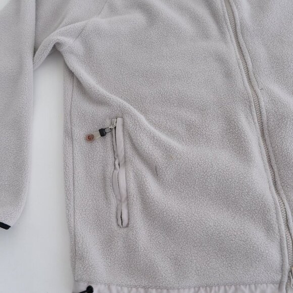 Vintage 90S Nevada Zip Up Arm Zipper Pocket Soft Fleece Taupe Sweater Medium - Picture 9 of 12
